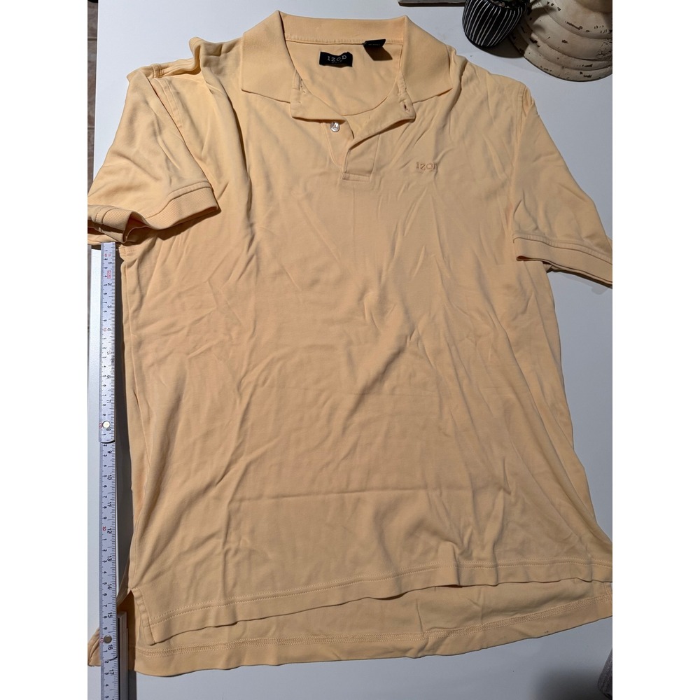 IZOD Golf Mens Peach Orange Short Sleeve Cotton Polo Shirt Size M Logo